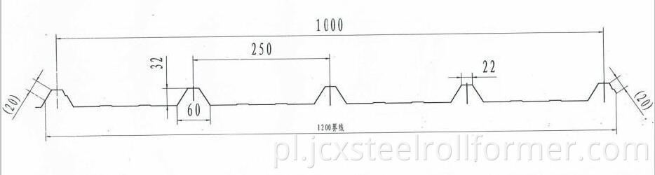 Roof Tile Roll Forming Machine profile drawing